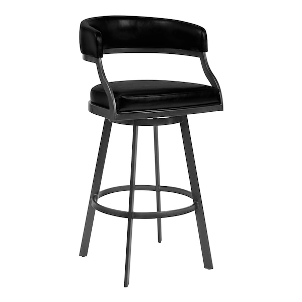 Armen Living Dione 30" Bar Height Barstool in Mineral Finish and Vintage Black Faux Leather 721535746958 - main